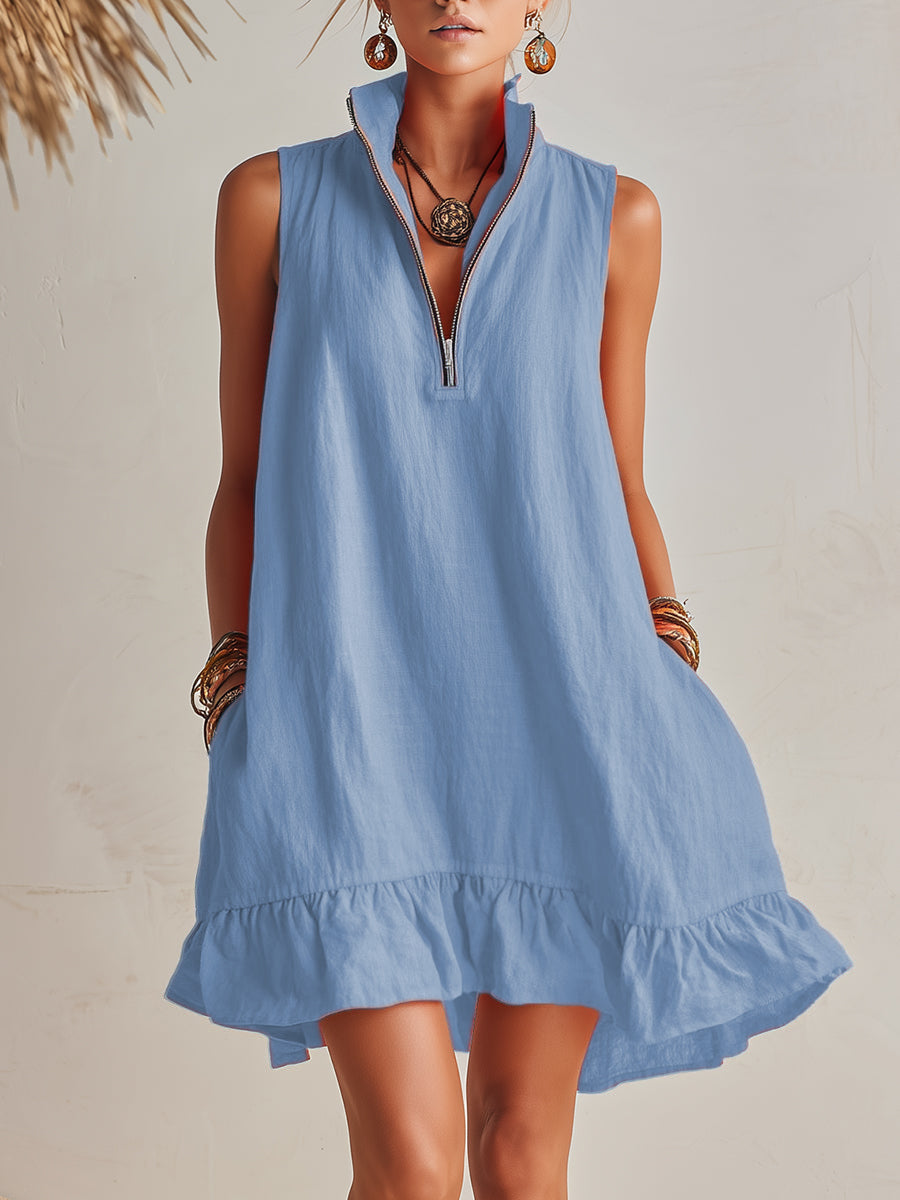 Lina™ | Cotton & Linen Mini Dress