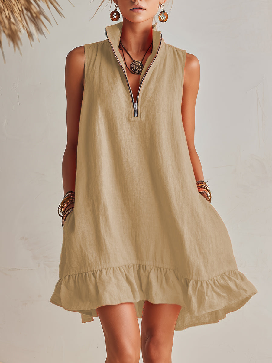 Lina™ | Cotton & Linen Mini Dress