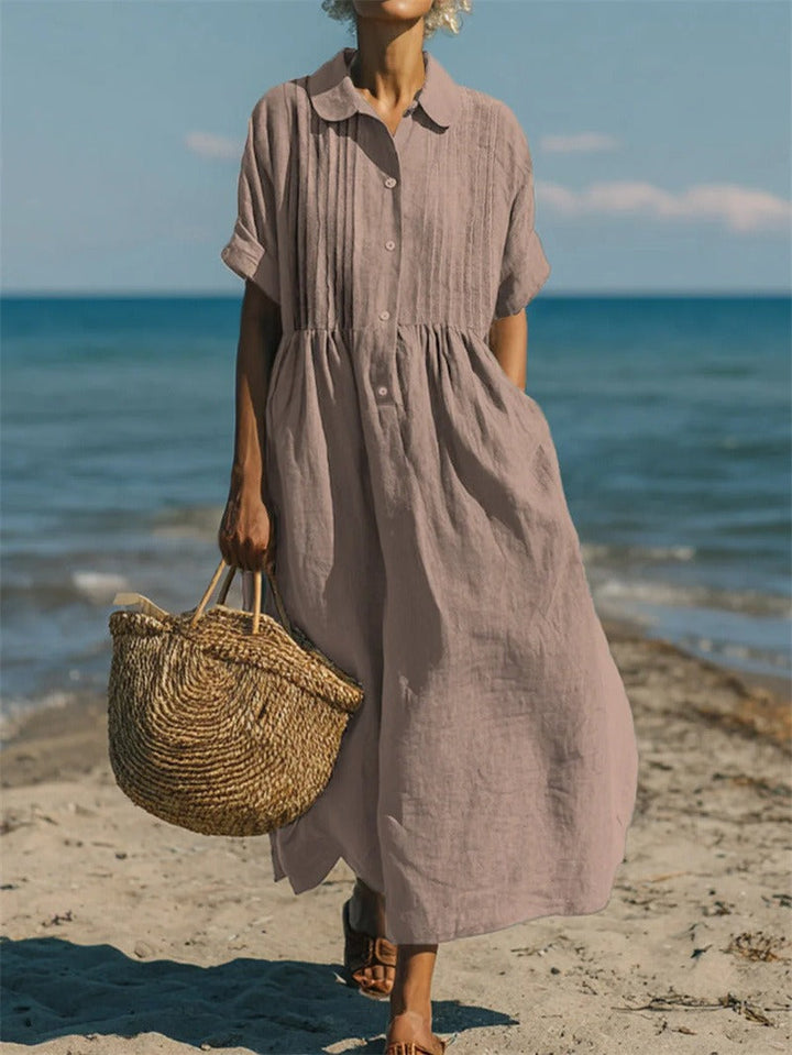 Arianne™ | Elegant Flowing Cotton Shirt Dress