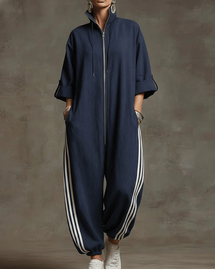 Leonora™ | Striped Sporty Zip Jumpsuit