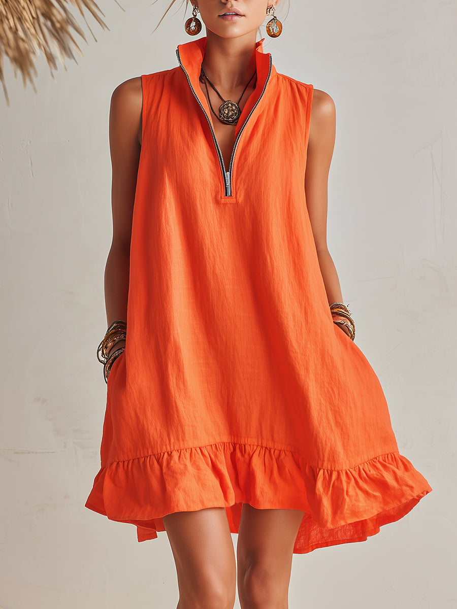 Lina™ | Cotton & Linen Mini Dress