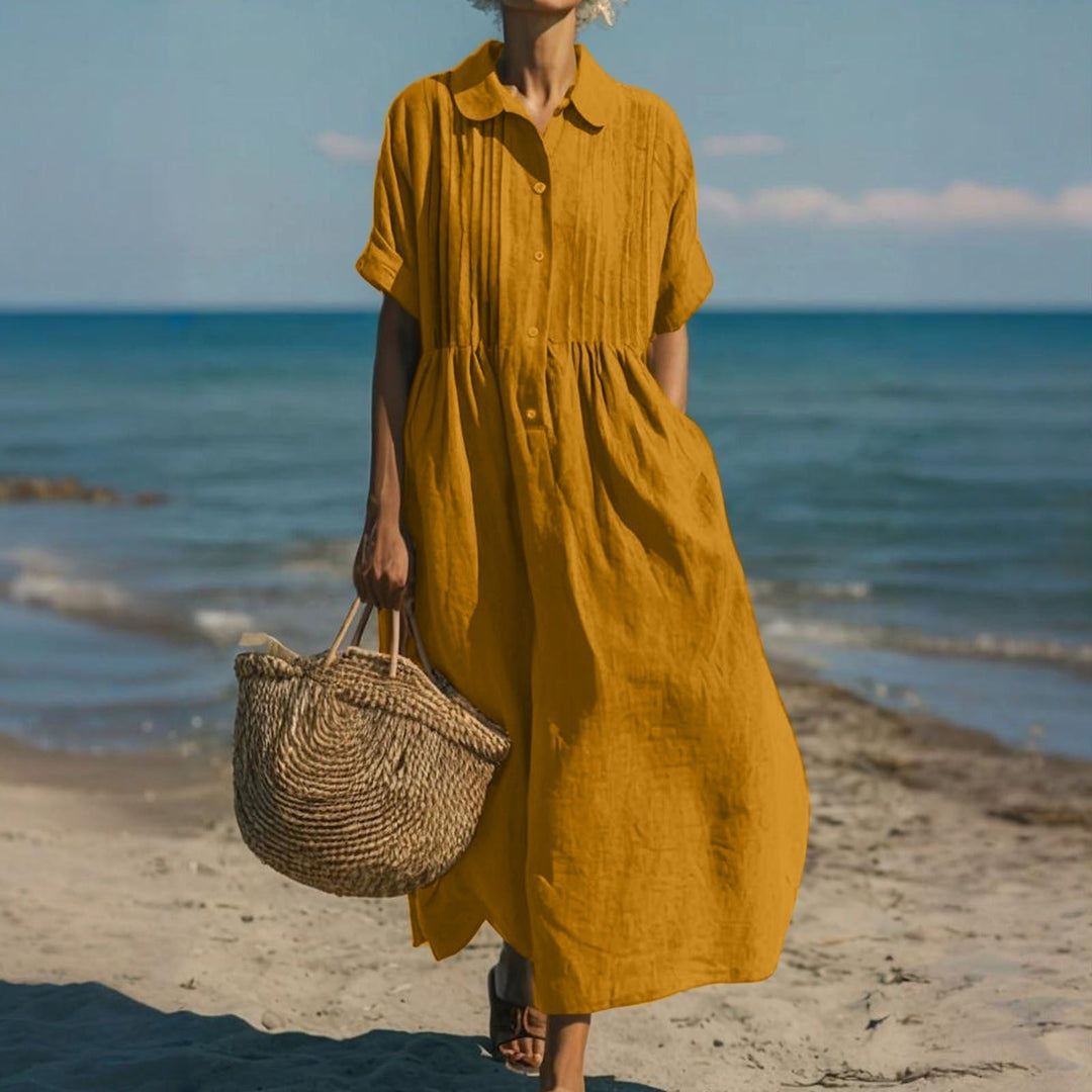 Arianne™ | Elegant Flowing Cotton Shirt Dress