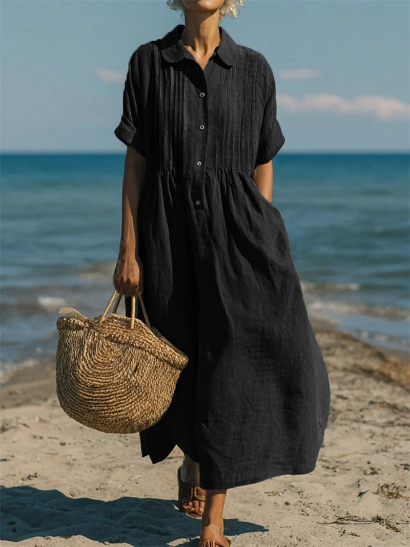 Arianne™ | Elegant Flowing Cotton Shirt Dress