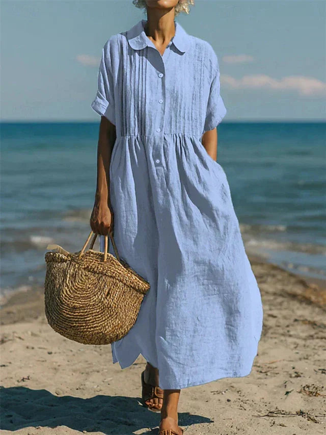 Arianne™ | Elegant Flowing Cotton Shirt Dress
