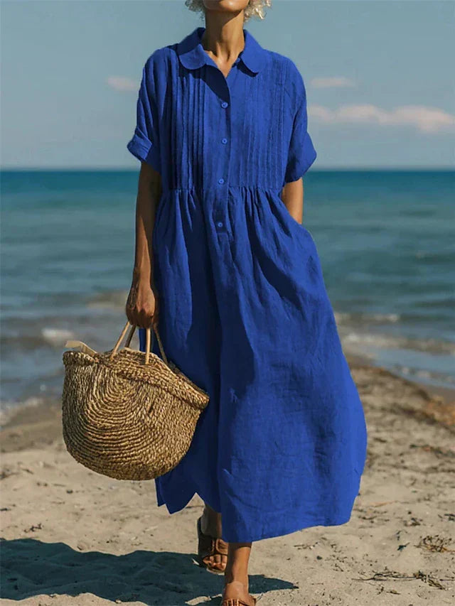 Arianne™ | Elegant Flowing Cotton Shirt Dress