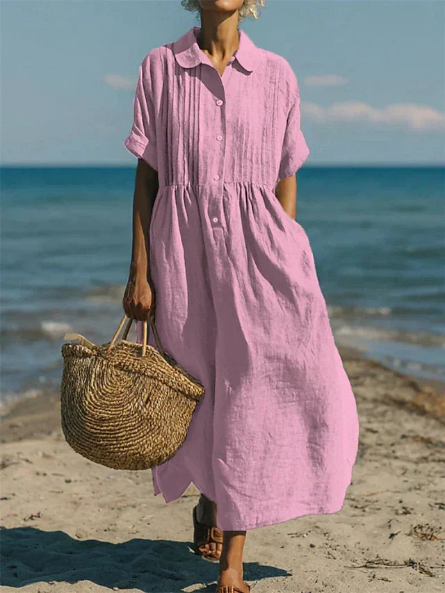 Arianne™ | Elegant Flowing Cotton Shirt Dress