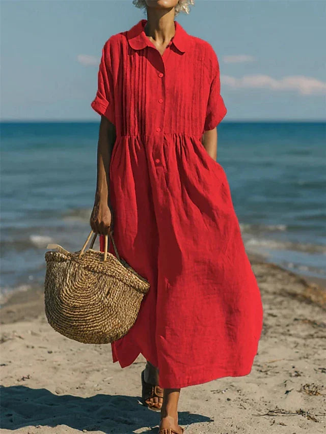 Arianne™ | Elegant Flowing Cotton Shirt Dress