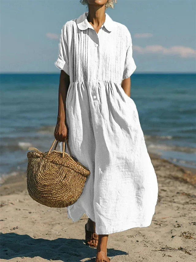Arianne™ | Elegant Flowing Cotton Shirt Dress
