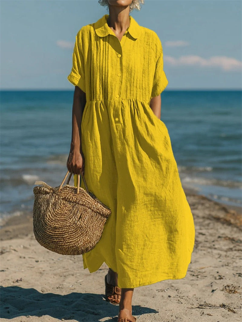 Arianne™ | Elegant Flowing Cotton Shirt Dress