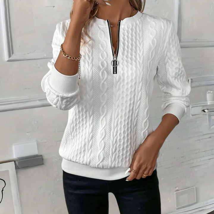 Amalie™ | Women’s Zip-Up Cable Knit Sweater