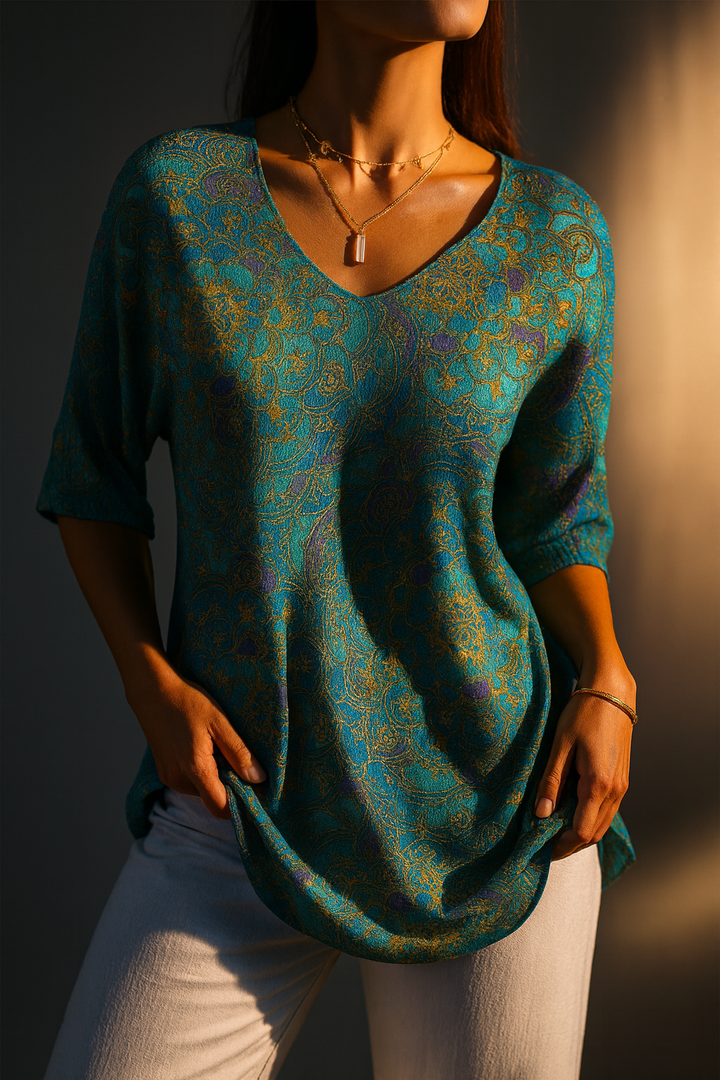 Bérangère™ | Elegant Flowing Blouse with Refined Print