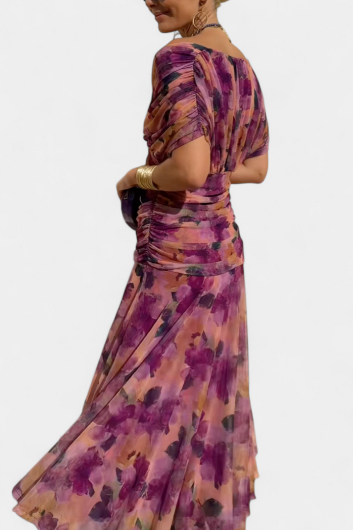 Gloria | Long Floral V-Neck Dress