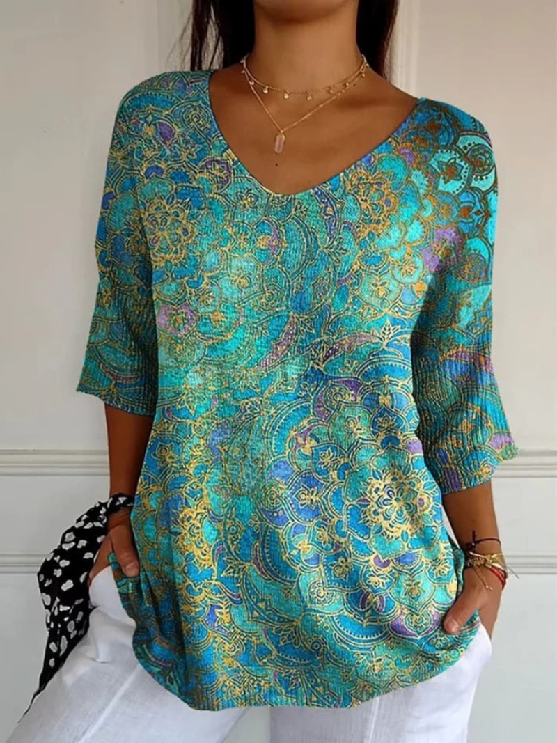 Bérangère™ | Elegant Flowing Blouse with Refined Print