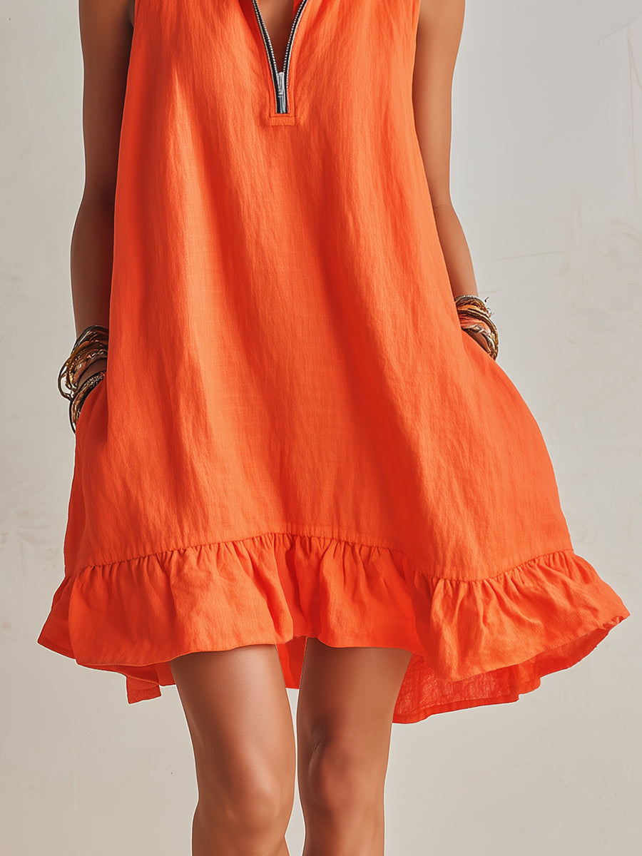 Lina™ | Cotton & Linen Mini Dress
