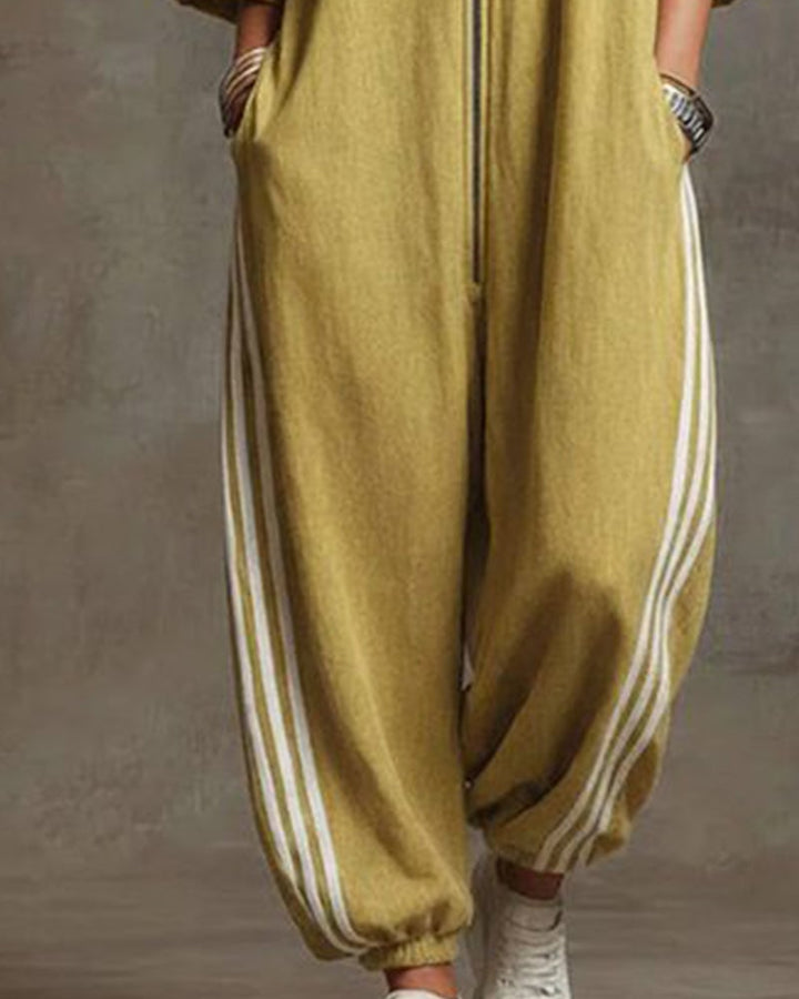Leonora™ | Striped Sporty Zip Jumpsuit