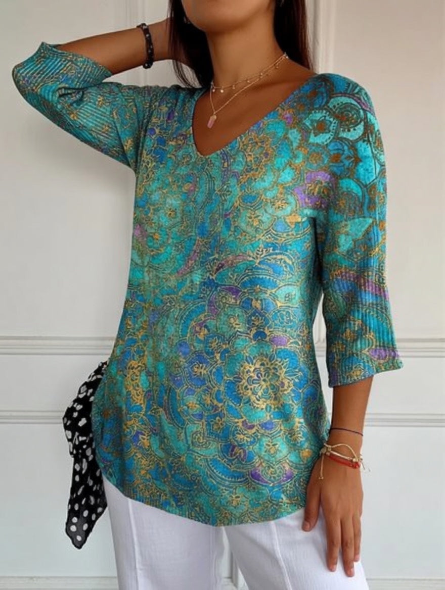 Bérangère™ | Elegant Flowing Blouse with Refined Print